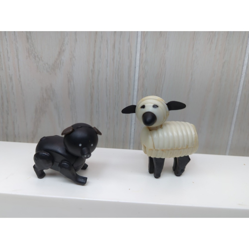 Fisher-Price Little People vintage hex screw farm animals black pig‎ sheep USED